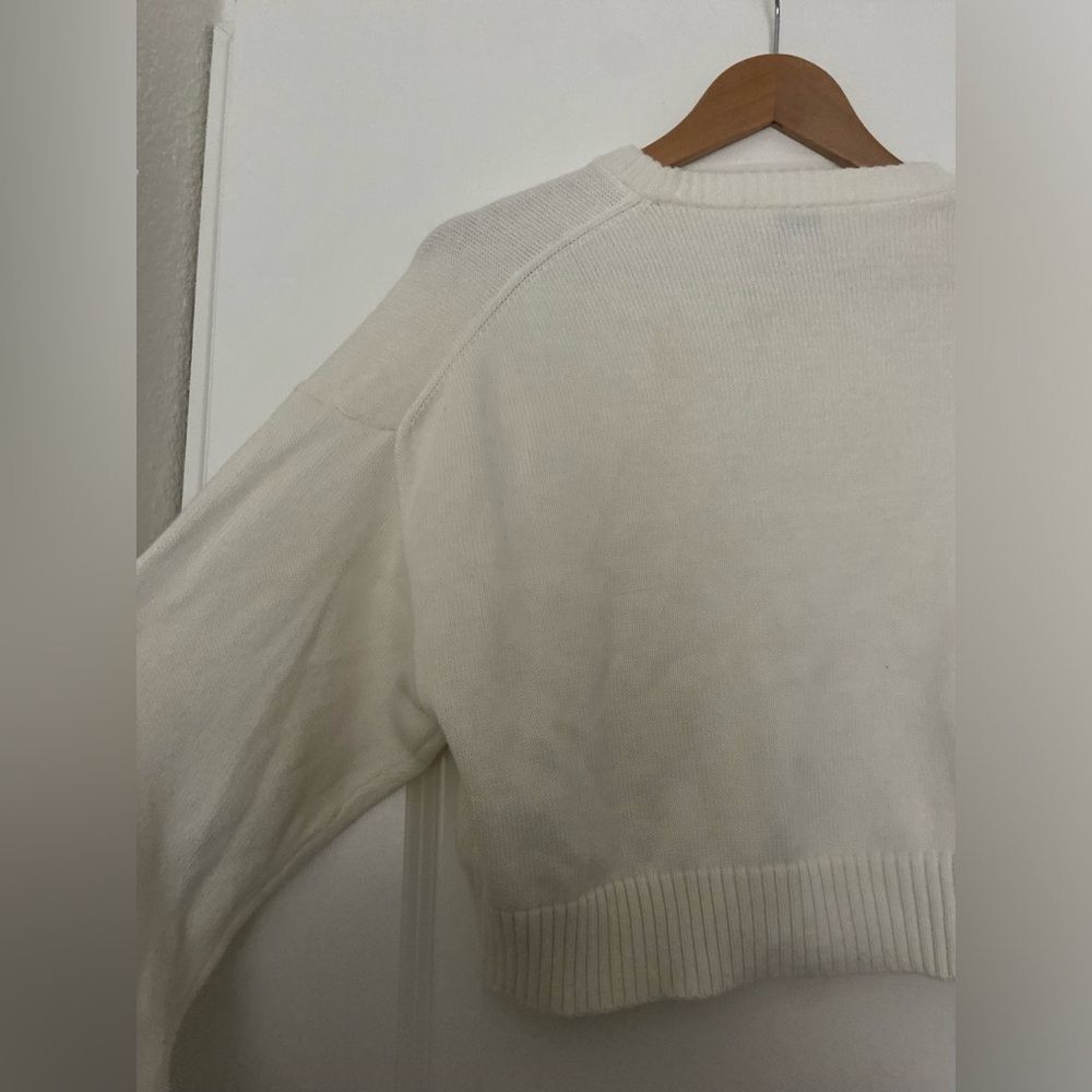 Aritzia Sunday Best Peggy Cropped Knitted White Sweater Sz S cotton cashmere - Picture 14 of 16
